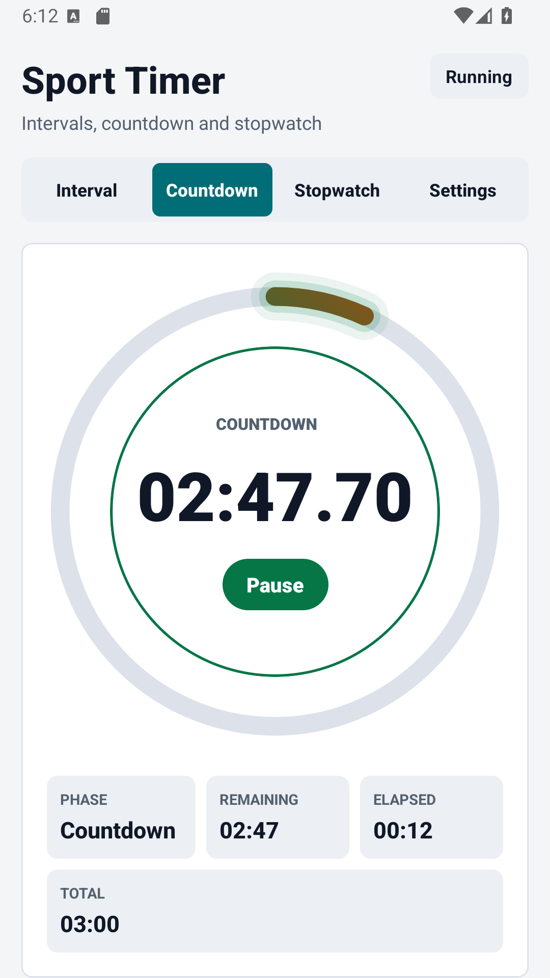 Sport Timer -näyttö
